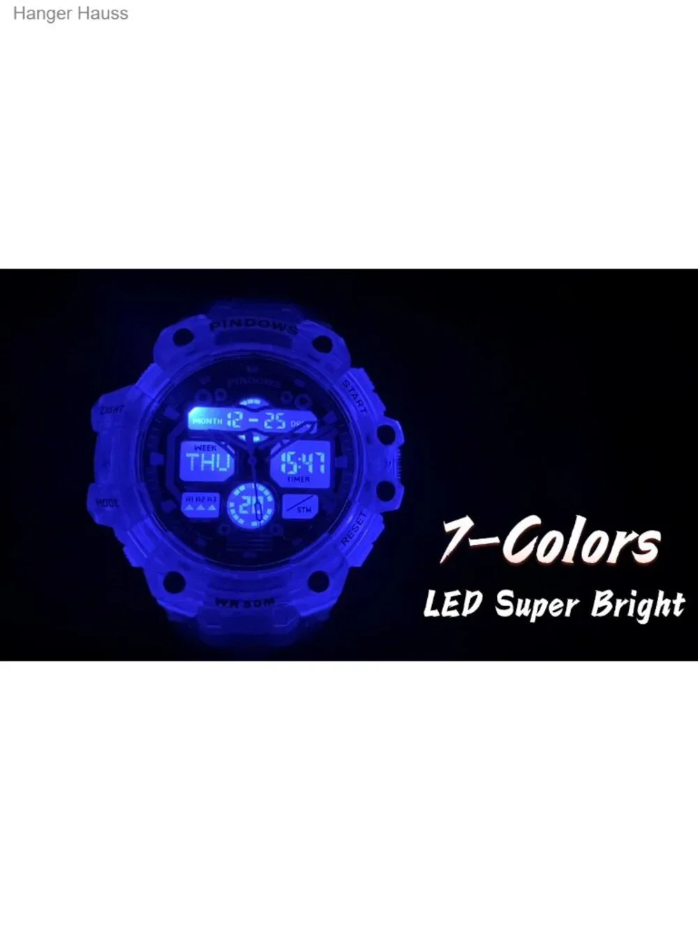 Digital Sport Watch LED Backlight 3 Alarms Stopwatch Countdown Men's Wristwatch